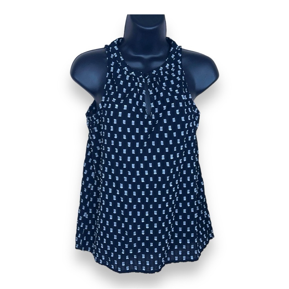 XS OLD NAVY BLACK GREY WHITE CHECKERED SLEEVELESS TOP BLOUSE TANK